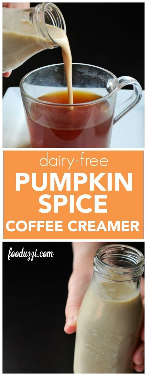 Dairy Free Pumpkin Spice Coffee Creamer: hello, fall in a cup! And it's vegan, gluten free, and made with only 4 ingredients! || http://fooduzzi.com recipes Pumpkin Spice Coffee Creamer, Pumpkin Spice Creamer, Dairy Free Coffee, Low Calorie Vegan, Coffee Creamer Recipe, Dairy Free Pumpkin, Creamer Recipe, Homemade Pumpkin Spice, Spice Coffee