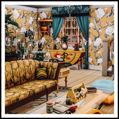 Sims 4 Maximalist Living Room, Sims 4 Maximalist Bedroom, Sims Maximalist, Sims 4 Maximalist House, Sims 4 Eclectic Cc, Sims 4 Maximalist, Sims 4 Maximalist Cc, No Cc Sims, Sims 4 Decor