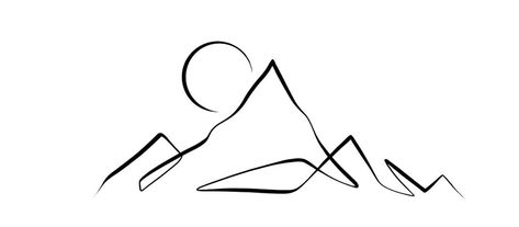 Hiking Symbol Tattoo, Simple Colorado Tattoo, Nature Inspired Tattoos Simple, Simplistic Mountain Tattoo, Montana Inspired Tattoos, Mountain Line Art Tattoo, The View Between Villages Tattoo, Mountain Silhouette Tattoo, Mountain Peak Tattoo