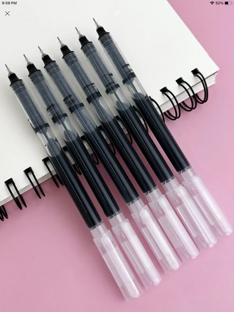 Pens Aesthetics, Black School Supplies, Good Pens, Black Stationary, Cool Pens, Stationary School Supplies, Stationary Pens, Nice Pens, Japanese School Supplies