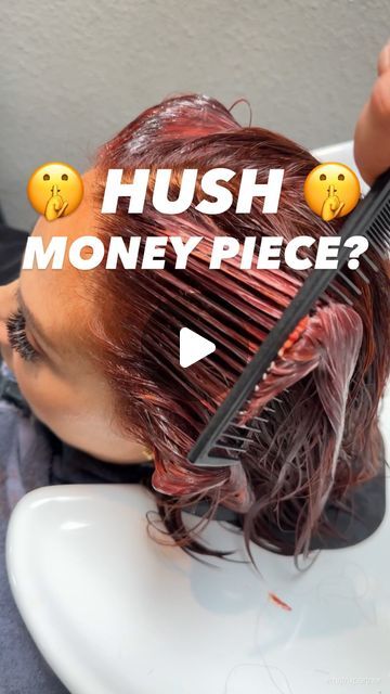 Queen of Reds Matrix Artist on Instagram: "🤫🤑 HUSH MONEY PIECE… Have you heard of it? (I just made it up) y’all know I’m a #matrixpartner and oh man the Matrix was Matrix-ing on this one! Here’s the formula- BASE- Socolor Pre Bonded 7CC + 20 vol HIGHLIGHT- Lightmaster Pre Bonded + 20 vol REFRESH- Socolor Sync 8CG + 8RC + Red Soboost + 10vol MONEY PIECE GLAZE- Mix of Socolor Cult Bubblegum Pink/ Red Hot/ Lucky Duck Yellow until I was happy with a light coral #matrix #matrixeducation #copperhair #moneypiece #redhair #cowboycopper" Copper Red With Blonde Money Piece, Red Hair Money Piece, Copper Money Piece Hair, Copper Hair With Money Piece, Red Hair With Money Piece, Dark Hair With Money Piece Only, Red Money Piece Hair, Moneypiece Hair, Red Money Piece