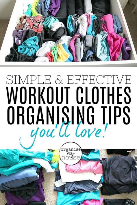 These simple organisation tips for your workout clothes will make finding everything so much easier! I love the step by step guide, and can't wait to try it out with my own workout gear! #fitness #fitkit #workoutgearorganising #workoutclothesorganisation #fitnessclothesorganising #fitnessclothesstorage Exercise Clothes Organization, Workout Clothes Storage Ideas, Workout Gear Organization, Workout Clothing Organization, Organizing Gym Clothes, Gym Clothes Organization Ideas, How To Store Workout Clothes, How To Organize Gym Clothes, How To Organize Workout Clothes