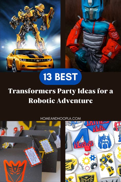 Transform and Roll Out: Transformers Party Ideas for a Robotic Adventure! Transformers Party Games, Transformers Party Ideas, Optimus Prime And Bumblebee, Transformers Decorations, Transformers Party, Transformers Birthday Parties, Robot Birthday Party, Transformer Party, Transformer Birthday