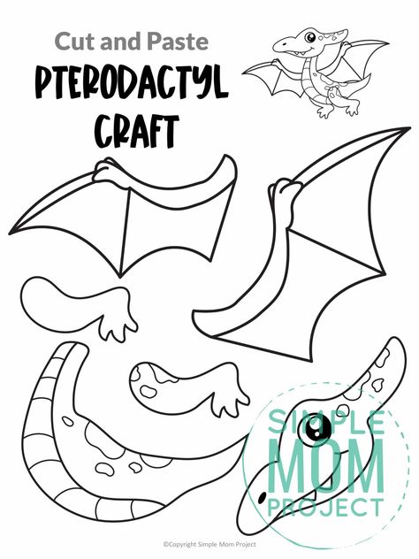 Pteradactyl Crafts, Pterodactyl Craft, Triceratops Craft, Dinosaur Cut Outs, Homeschooling Lessons, Simple Mom Project, Build A Dinosaur, Dinosaur Crafts Preschool, Dinosaur Template