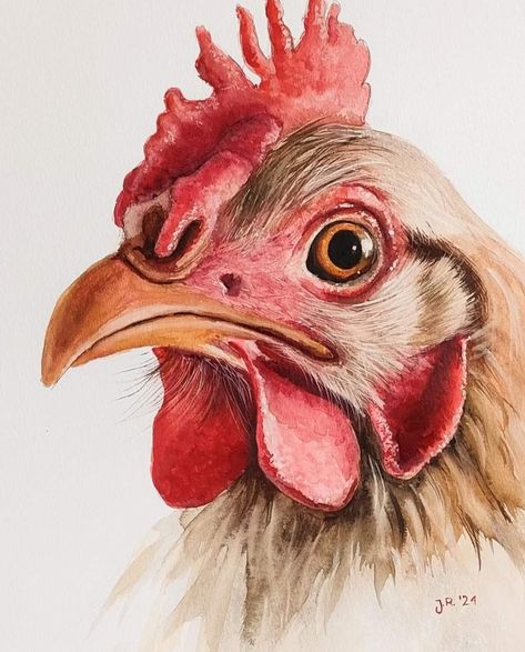 Farm Animal Painting, Chicken Painting, I Am An Artist, Bird Houses Painted, Chicken Decor, Chicken Art, Watercolor Inspiration, Mini Paintings, Pictures To Paint