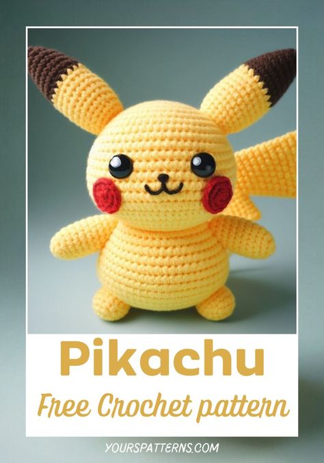 Pikachu Amigurumi Pokemon Arigumi, Pikachu Knitting Pattern Free, Amigurumi Pikachu Free Pattern, Free Crochet Pikachu Pattern, Pokemon Crochet Patterns Free Pikachu, Agrumini Crochet, Pikachu Amigurumi Free Pattern, Crochet Pikachu Pattern Free, Pikachu Crochet Pattern Free