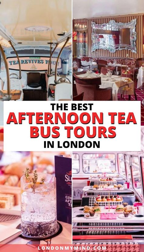 Love afternoon tea and planning a trip to London? Combine sightseeing with this iconic British experience by booking one of these great afternoon tea bus tours. London Tea Bus Tour, Best Tea Time In London, London Bus Tour, London High Tea, London Gin, London 2023, Best Afternoon Tea, London Tea, London Bucket List