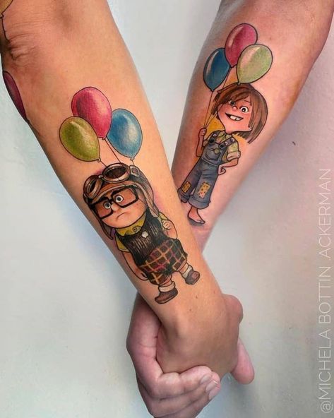 Couple Inspired Bright Forearm Love Tattoo Cute Couple Tattoo, Disney Couple Tattoos, Matching Love Tattoos, Couple Disney, Cute Couple Tattoos, Couple Tattoos Unique, Saved Tattoo, Small Forearm Tattoos, Couple Tattoo