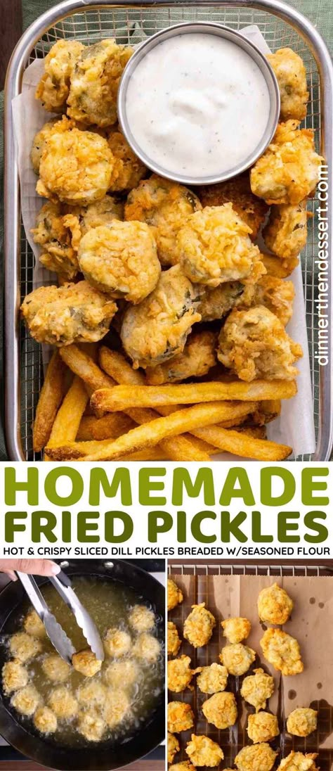 Fried Pickle Slices, Easy Deep Fried Pickles, Hooters Fried Pickles, Fried Dill Pickles Recipe, Fried Pickle Spears, Easy Fried Pickles, Fried Pickle Chips, Fried Dill Pickles, Deep Fried Pickles