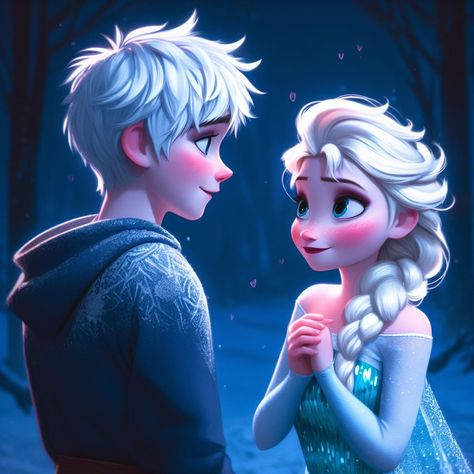 Ship Aesthetic, Jelsa Fanart, Disney Couple, Jack Frost And Elsa, Jack And Elsa, Disney Crossover, Disney Princess Artwork, Disney Fanart, Dreamworks Movies