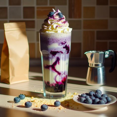 A creamy, indulgent coffee drink that tastes like blueberry cheesecake in a glass Blueberry Frappe, Starbucks Matcha Green Tea, Cheesecake In A Glass, Toasted White Chocolate Mocha, Starbucks Strawberry Acai Refresher, Blueberry Milkshake, Coffee Protein Smoothie, Starbucks Peppermint Mocha, Cinnamon Dolce Latte