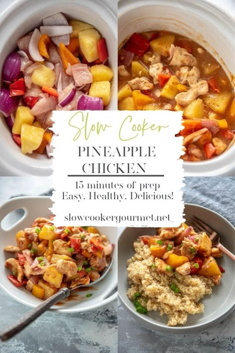 Yes, it’s possible (and EASY) to create a healthy and delicious dinner using only your slow cooker! This Slow Cooker Pineapple Chicken is proof! Slow Cooker Pineapple Chicken, Crockpot Pineapple Chicken, Pineapple Chicken Recipes, Crockpot Chicken Breast, Pineapple Chicken, Macro Meals, Healthy Crockpot, Crockpot Recipes Slow Cooker, Crock Pot Cooking