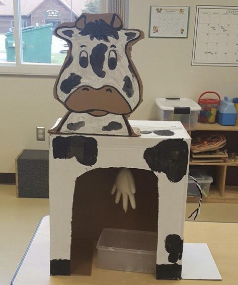 Milk the cow Montessori Cooking, Wild West Activities, Milking Cow, Kangaroo Kids, Creative Curriculum Preschool, Educational Toddler Activities, Farm Theme Preschool, Cow Craft, Milk The Cow