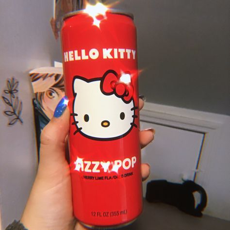 Hello Kitty Drink, Hot Topic Sanrio, Kitty Drink, Kitty Aesthetic, Hello Kitt, Sanrio Stuff, Hello Kitty Aesthetic, Flavored Drinks, Food Obsession