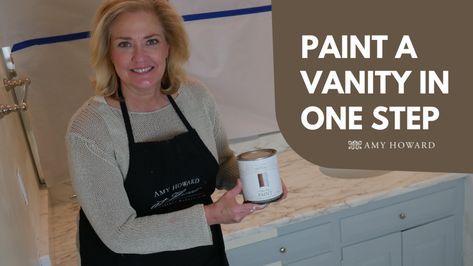 Learn just how easy it is to paint your bathroom vanity with One Step! No need to strip, sand, or prime. Amy Howard Paint, Painting Bathroom Cabinets, Diy Bathroom Vanity, Amy Howard, Furniture Cleaner, Diy Furniture Hacks, Furniture Wax, Paint Remover, Weekend Projects