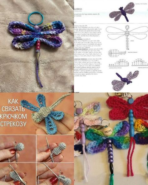 Ideas:... - Free Crochet Patterns Crochet Dragonfly, Bug Pattern, Dragonfly Keychain, Crochet Critters, Crochet Cactus, Cactus Flowers, Dragonfly Earrings, Free Crochet Patterns, Free Patterns