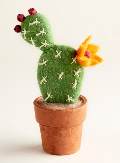 Potted Cactus, Prickly Pear Cactus, Succulents Decor, Bedroom Plants, Saguaro Cactus, Prickly Pear, Hand Felted, Succulent Plant, Growing Food