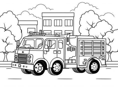 illustration of Brilliant fire truck coloring page Firetruck Coloring Pages, Trucks Coloring Pages, Mandala Turtle, Truck Coloring Pages, Fantasy Fairy, Fire Engine, Fire Truck, Free Fire, Free Kids