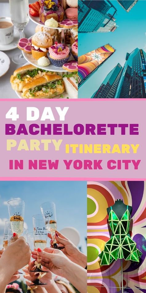 Planning a bachelorette party in NYC? This 4 day bachelorette itinerary is the perfect guide to having the most amazing weekend away! Jam-pacled full of fun ideas and inspiration for your girls! NYC itinerary, NYC itineraries, bachelorette itinerary, bachelorette itineraries, bachelorette ideas, bachelorette party itinerary, bachelorette party itinerary for NYC, bachelorette party in nyc, bachelorette ideas in nyc Nyc Bachelorette Theme, Ny Bachelorette Party, Bachelorette Nyc, New York Bachelorette Party, Nyc Bachelorette Party, Nyc Bachelorette, Planning A Bachelorette Party, Classy Bachelorette Party, Nyc Vacation