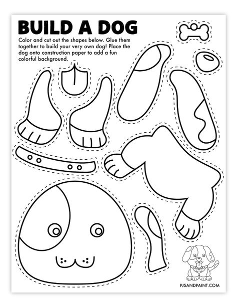 Build A Puppy Printable, Pets Coloring Pages Free Printable, Pet Study Creative Curriculum Art, Monster Theme Activities, Animal Day At School, Puppy Crafts For Kids, Pet Activities For Toddlers, Pets Crafts Preschool, Pets Crafts For Toddlers