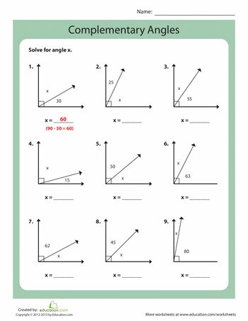 Worksheets: Complementary Angles Complementary And Supplementary Angles, Geometry Angles, Angles Math, Complementary Angles, Supplementary Angles, Angles Worksheet, Geometry Worksheets, Maths Exam, Fourth Grade Math