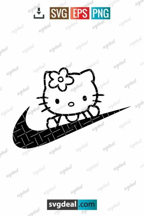 Nike Hello Kitty Svg Hello Kitty Cricut Projects Vinyl Decals, Svg Hello Kitty, Cricut Hello Kitty Svg, Kitty Svg Free, Nike Drawing, Hello Kitty Svg, Nike Images, Cricut Tshirt, Nike Svg