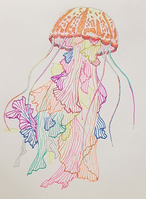 Colored Pen Artwork, Fineliner Art Colourful, What To Draw With Gel Pens, Drawing Ideas With Gel Pens, Easy Gel Pen Art, Drawing With Colour Pens, Color Pen Drawing Ideas, Color Gel Pen Art Drawings, Colorful Pen Sketches