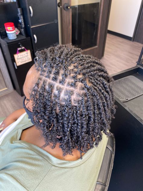 Starter Locs with two strand twist Start Locs With Two Strand Twist, Starter Locs With Braids, Starter Locs Two Strand Twist Short, Small Loc Parts, Two Strand Twist Starter Locs 4c Hair, Locs Styles For Short Hair, Small Starter Locs, Microloc Hairstyles, Loc Twists