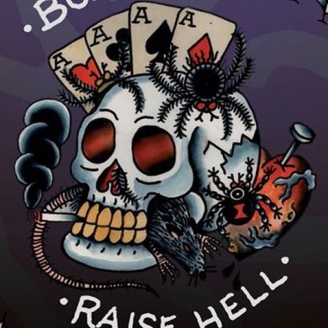 Ed Hardy - Born To Raise Hell Poster Poster Print Ed Hardy Poster, Ed Hardy Art, Ed Hardy Tattoos, Diy Jewelry Rings, Wall Poster Prints, True American, Tattoos Designs, Skull Tattoos, Animal Skulls