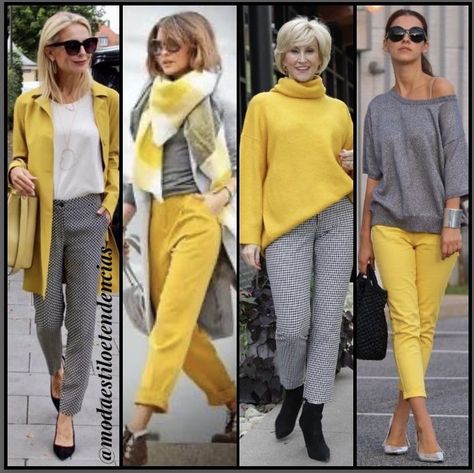 Grey Outfits, Trending Dress, Hairstyles Trending, Yellow Outfits, Trending Clothes, Nails Trending, Nails Trend, Trending Nails, Colour Combinations Fashion