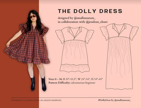 Dolly Dress, Patterns For Sewing, Free Dress, Sewing Projects Clothes, Dress Patterns Free, Cute Sewing Projects, Clothes Making, Sewing Things, Sewing And Embroidery