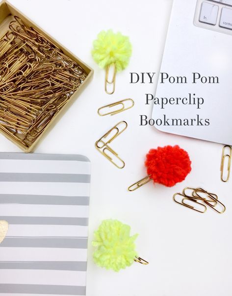 DIY Pom Pom Paperclip Bookmarks - Cassie Scroggins Pom Pom Bookmark, Free Printable Cleaning Schedule, Free Printable Cleaning, Podcast Website, Mom Crafts, Paperclip Bookmarks, Diy Pom Poms, Tassel Bookmark, Yarn Ideas