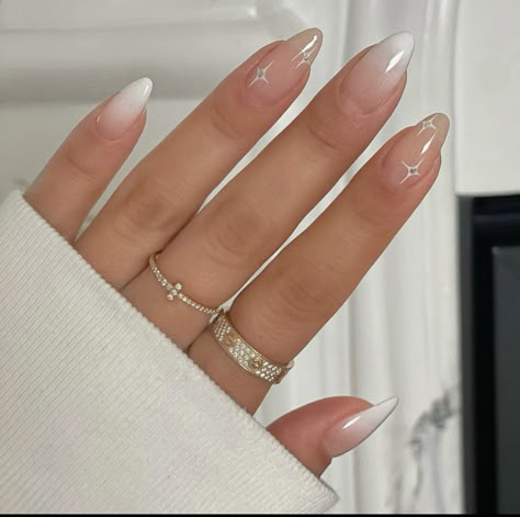 Nails Inspo Fall, Ombre Nail Ideas, Pink And White Ombre, Nails Star, Star Nail, Ombre Nail, Nails Cute, Basic Nails, Casual Nails