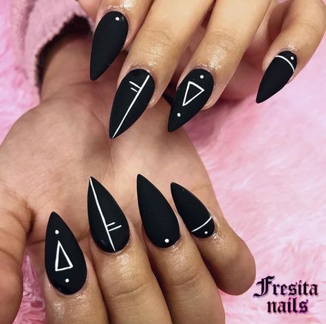 Short Square Witchy Nails, Pagan Nail Designs, Simple Witch Nails, Viking Inspired Nails, Norse Nail Art, Wicca Nails Designs, Minimalist Nail Art Designs Simple, Gothic Wedding Nails, Viking Nail Art