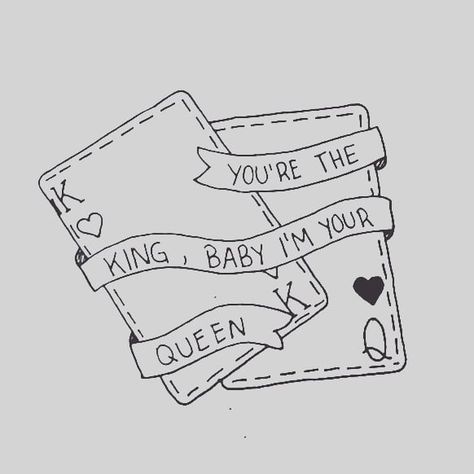 Created by Magda K. You're the king, baby I'm your queen♥️🃏 #lovewatts #sketchbook #artist #tumblr #artistic #arte #dibujo #ilustracion #graphicdesign #graphic… Queen Drawing Reference, Drawing Ideas Love, King And Queen Pictures, Gel Pen Drawings, Lyric Drawings, Queen Drawing, Sketchbook Artist, Drawings For Boyfriend, Queen Tattoo