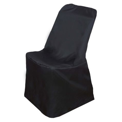 Polyester Lifetime Folding Chair Covers - Black | eFavorMart French Country Settee, Chair Covers Party, Folding Chair Covers, Black Tablecloth, Metal Folding Chairs, Tall Chairs, Party Chairs, Spandex Chair Covers, Chair Covers Wedding