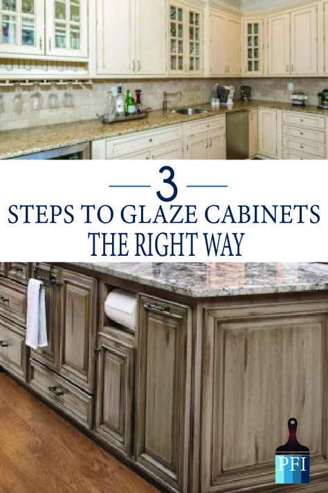 Glazing Oak Kitchen Cabinets, Glazing Cabinets Kitchen, Paint And Glaze Kitchen Cabinets, How To Stain Painted Cabinets, Glaze Kitchen Cabinets Diy, Antique Kitchen Cabinets Rustic, Painted Cupboard Ideas, Neutral Stone Kitchen, Stain Cabinets Diy