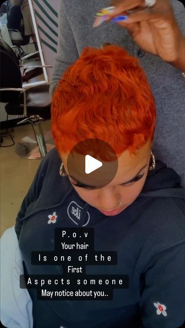 Giselle Bobb on Instagram: "@hairhype_ #pixiecut #shorthair #modernsalon #thecutlife #brooklynstylist #nychairstylist #softwaves #precisioncut #trinihairstylist #realhair" Ginger Hair Color Short Pixie Haircuts Black Women, Coi Leray Short Hair, Pixie Cut With Color Black Women, Red Pixie Haircut Black Women, Short Ginger Hair Black Women, Ginger Pixie Cut, Ginger Pixie Haircut Black Women, Orange Pixie Cut, Pixie Curly Hair