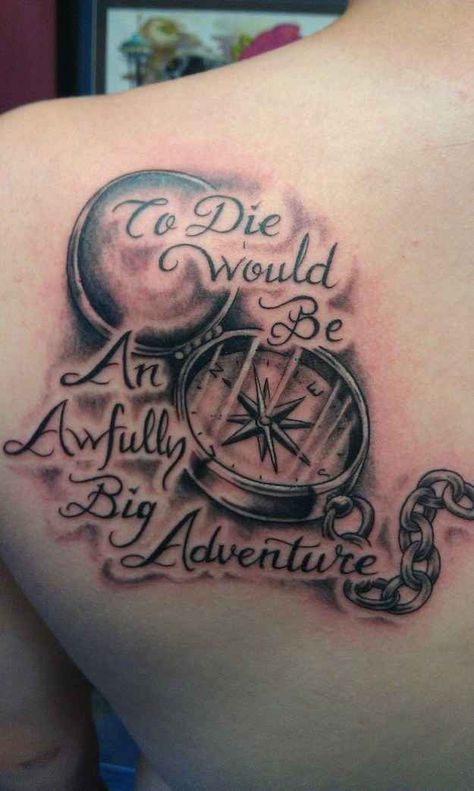 I would never get this tattoo, but I love it ♥ Peter Pan Tattoos, Nautilus Tattoo, Pan Tattoo, Peter Pan Tattoo, Disney Tattoos, Big Adventure, Skin Art, Piercing Tattoo, Beauty Quotes