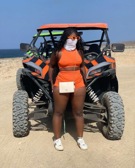 I’m the driver now. Buckle up B!$@h🏍️🍊 . . #orangevibes #explore #utv #fyp #atv #vacation #explorepage #travel #orange #aruba #boho Atv Riding Outfit Black Women, Atv Riding Outfit, 30th Birthday Outfit, Outfit Black Women, Atv Riding, Birthday Trip, Trip Outfits, Riding Outfit, Aruba