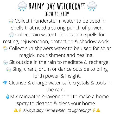 Thunderstorm Witchcraft, Rain Water Spells, Storm Witchcraft, Sun Water Witchcraft, Rain Water Witchcraft, Weather Magick, African Astrology, Witchy Knowledge, Rain Spell