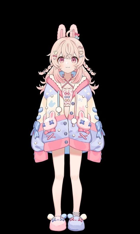 Cute Pjs Drawing, Vtuber Pajamas, Cozy Outfit Drawing, Comfy Outfit Drawing, Pajama Character Design, Pipkin Pippa Vtuber, Png Tuber Poses, Anime Pajamas Drawing, Character Model Sheet T Pose