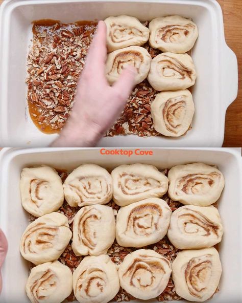 Sticky Bun Casserole Joanna Gaines, Stickies Recipe, Pecan Sticky Buns Recipes, Sticky Bun Recipe, Breakfast Buns, Cinnabon Rolls, Sticky Bun, Baked Breakfast, Sticky Buns Recipes