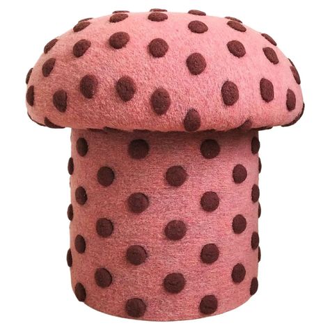 Mushroom Ottoman in Wool Pink Dot For Sale at 1stDibs Mushroom Ottoman, Ottoman Upholstered, Pink Dot, Modern Ottoman, Ottoman Pouf, American Modern, Pouf Ottoman, Ottoman Bench, Room Diy