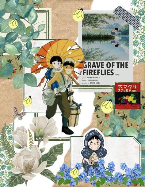 Studio Ghibli Scrapbook, Ghibli Scrapbook, Movie Scrapbook, Grave Of The Fireflies, Bullet Journal Writing, Journal Inspo, Journal Design, Scrapbook Journal, Journal Writing