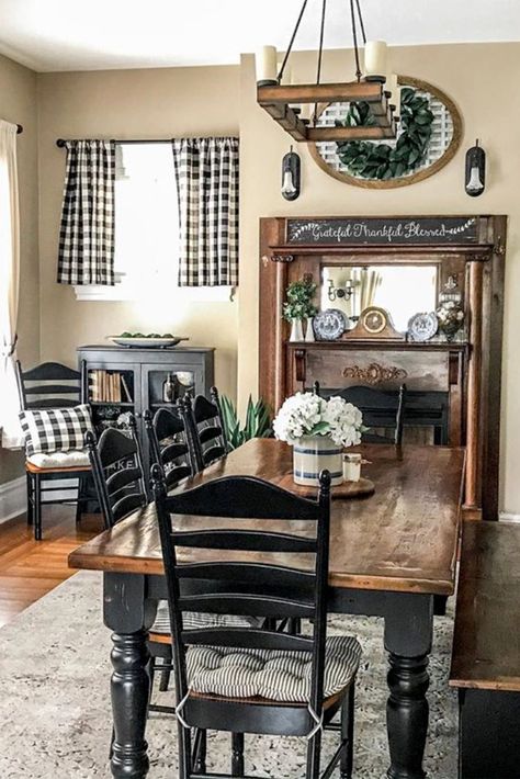 We're honored to have our ticking stripe black dining chair cushions featured by  @the_farmhouse_on_chestnut Black Dining Room Table, Dining Table Makeover, Cottage Dining Rooms, Dining Room Chair Cushions, Farmhouse Dining Rooms Decor, Kitchen Table Makeover, Farmhouse Dining Room Table, Farmhouse Kitchen Tables, Casa Country