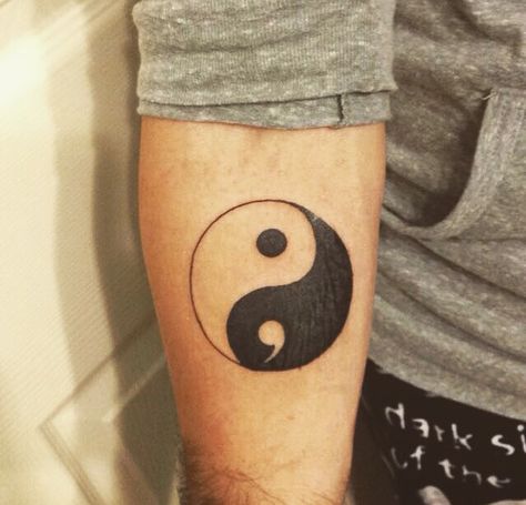 Semi colon AND yin yang.  This tattoo is SO ME!!                                                                                                                                                                                 More Yin Tattoo, Tattoo Yin Yang, Semicolon Tattoo Meaning, Colon Tattoo, Yin Yang Tattoo, Yang Tattoo, Semi Colon, Yin Yang Tattoos, Semicolon Tattoo