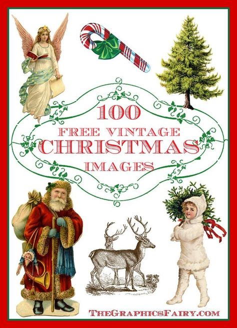 100 Free Christmas Images. These are perfect for Holiday Craft and DIY projects! Free Christmas Images, Santa Images, Christmas Pictures Vintage, Images Noêl Vintages, Jul Diy, Christmas Tree Images, Holiday Graphics, The Graphics Fairy, Vintage Christmas Images