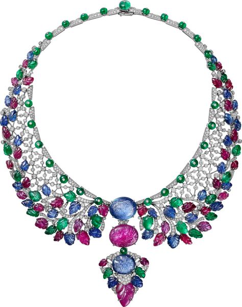 Boutique Cartier Genève: The Cartier Style: High Jewelry Exhibition Geneva - Luxferity New Necklace Designs, Jewelry Exhibition, Color Stones Jewelry, Bridal Diamond Necklace, Jewellery Exhibition, Big Necklace, High Jewellery, Jewelry For Sale, Men Bracelet