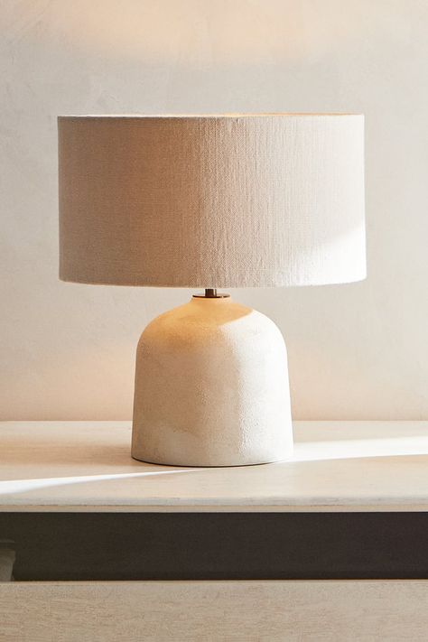 Wallpaper Interior Design Living Room, Rose Gold Room Decor, Natural Table Lamps, Bedroom Lamps Nightstand, Linen Lampshade, Concrete Light, Nightstand Light, Diy Lampe, Wallpaper Interior